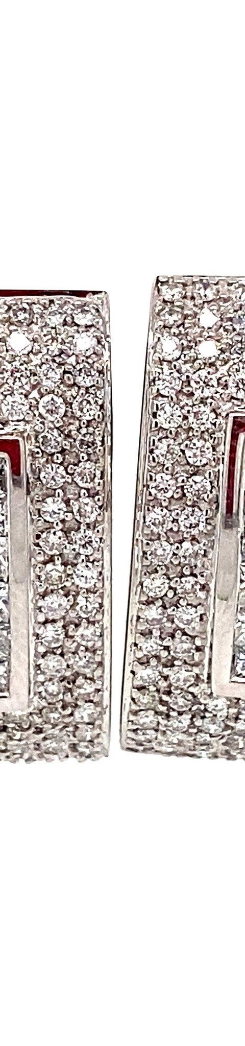 Vintage 18K White Gold Stud Earrings with Diamond